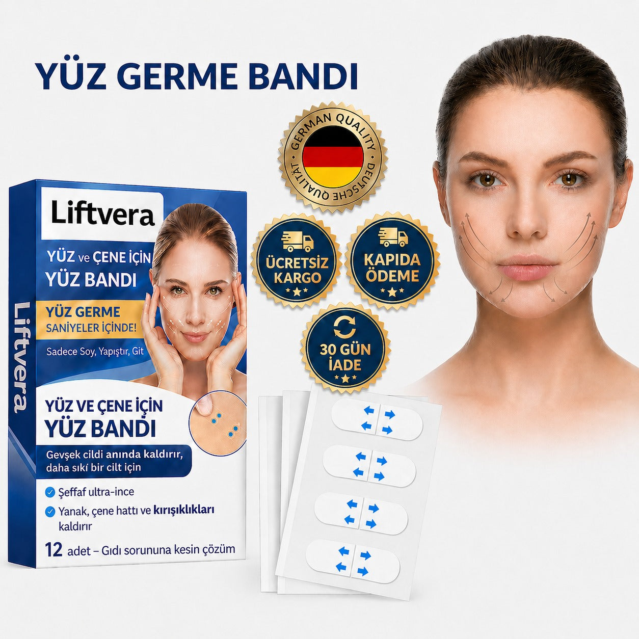 Liftvera™ Görünmez Yüz ve Boyun Germe Bandı